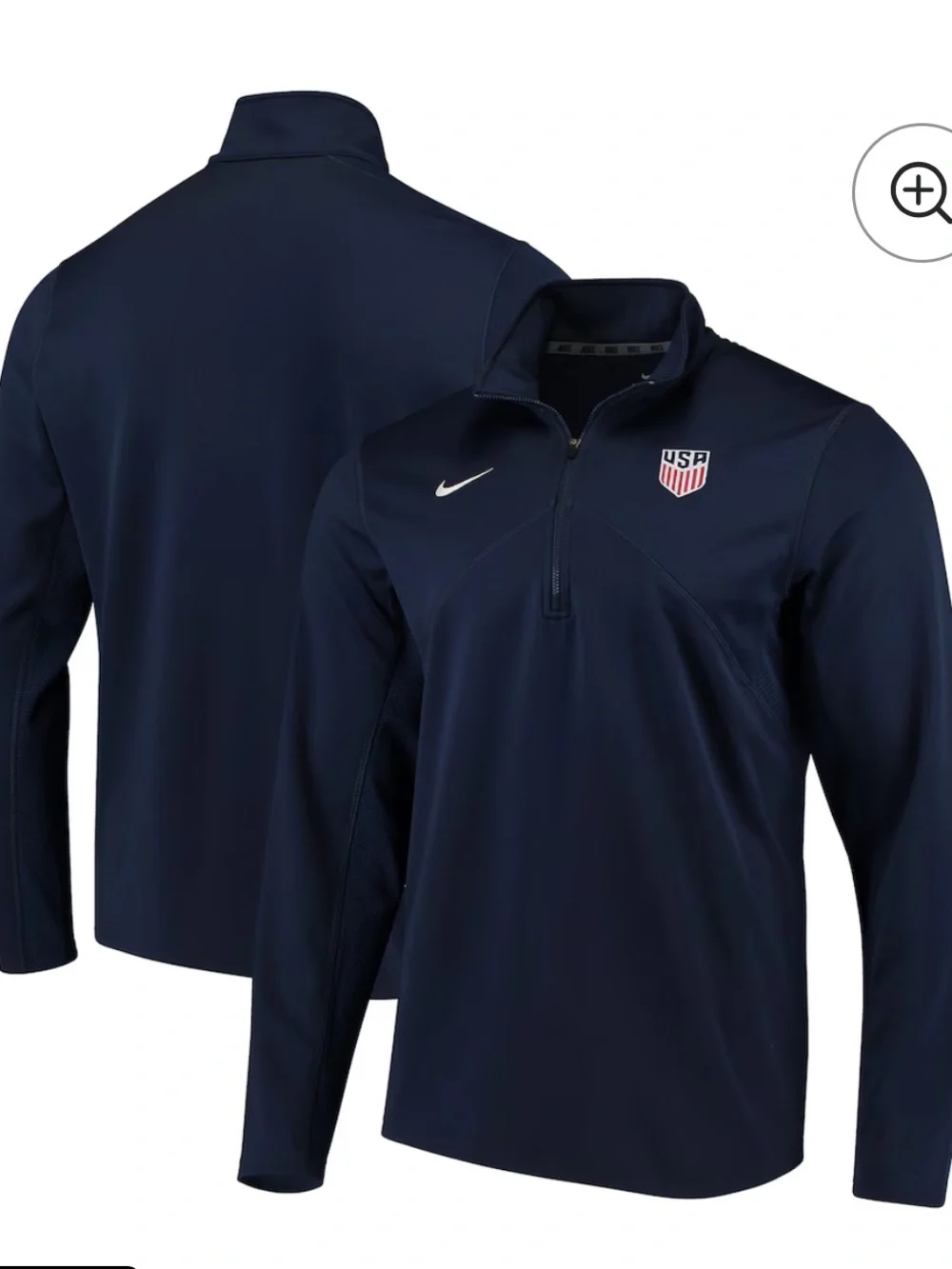 Nike Men’s Navy Long-Sleeve 1/4 Zip USA Pullover - Picture 3 of 7